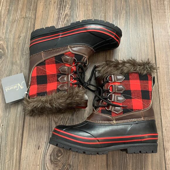 NWT Natural Reflections Lumber Jill Buffalo Plaid Winter Boots Size 7 - Picture 3 of 9